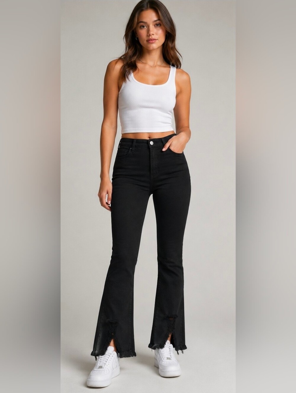 Cello Black High-Rise Flare Jeans for Women